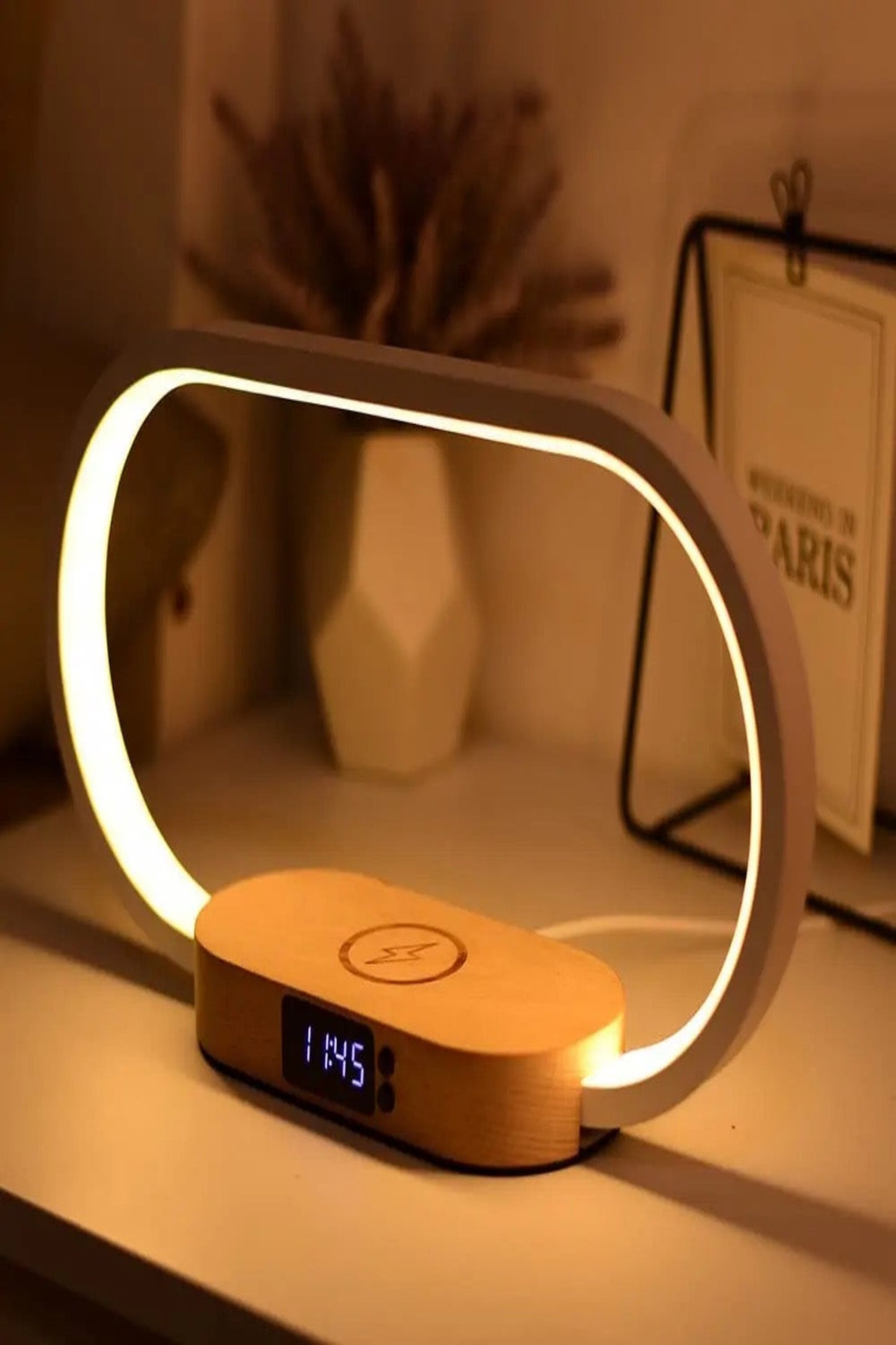 Modern Bedside Lamp with Wireless Charging