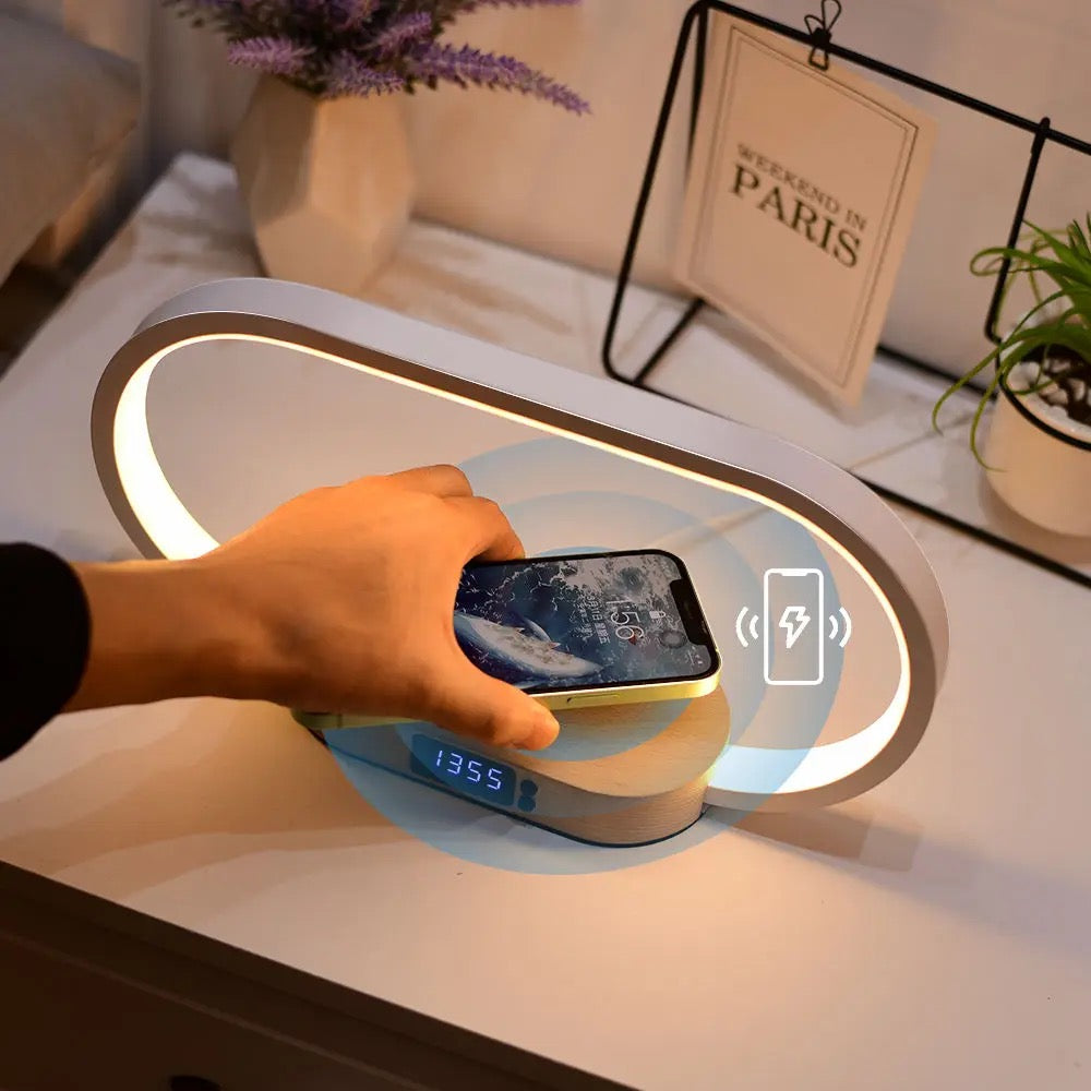 Modern Bedside Lamp with Wireless Charging